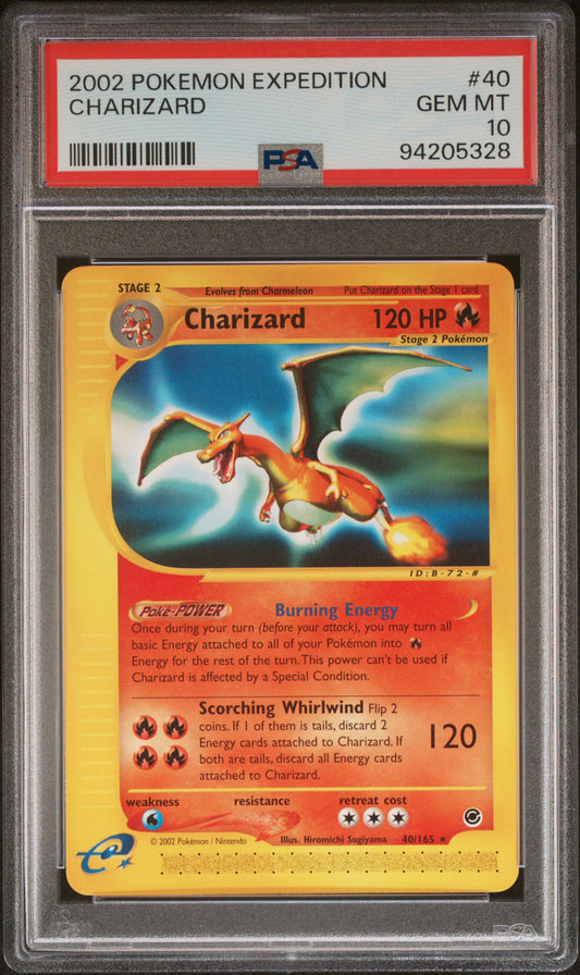 2002 Pokémon Expedition 40/165 Charizard PSA 10