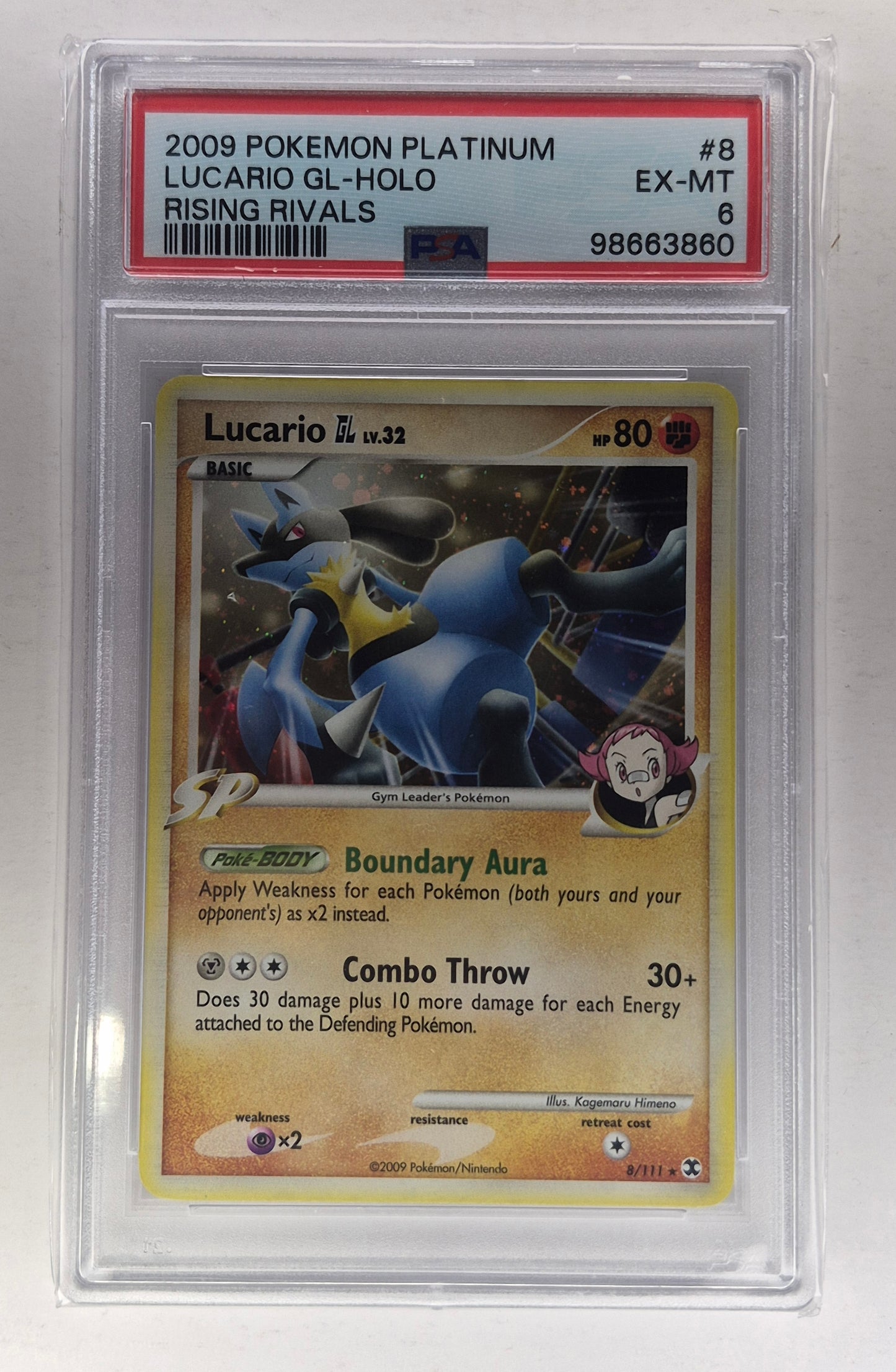 2009 Pokémon Platinum 8/111 Lucario Holo Rising Rivals PSA 6