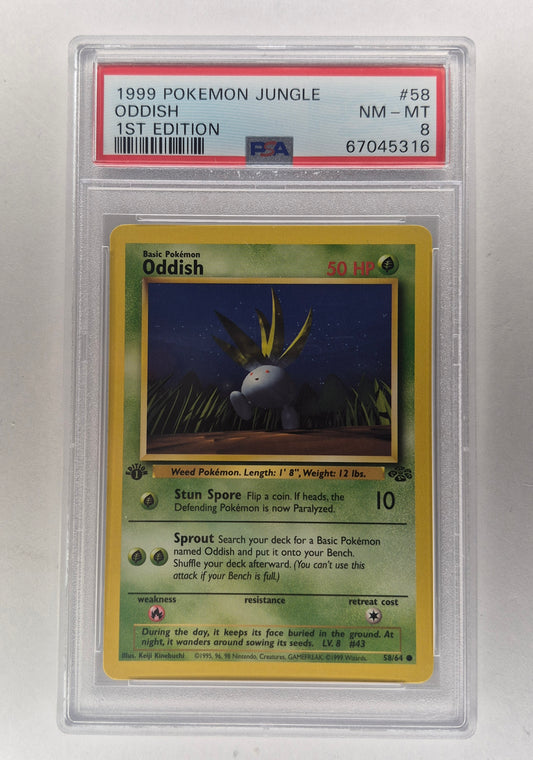 1999 Pokémon Jungle 1st Edition Oddish Non-Holo 58/64 PSA 8 NM-MT