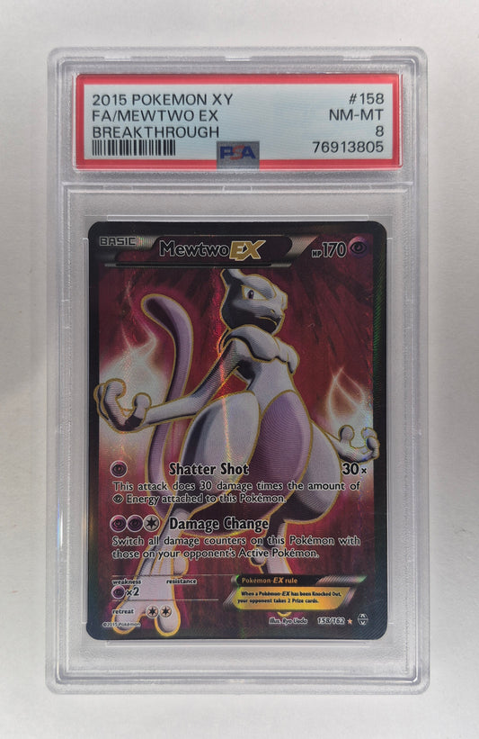2015 POKEMON XY BREAKTHROUGH #158 FULL ART/MEWTWO EX PSA 8
