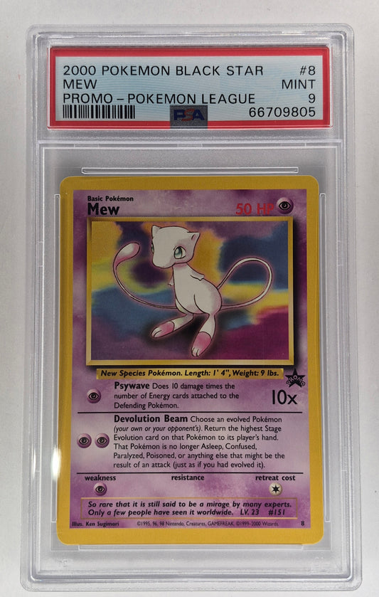 2000 Pokémon Black Star Promo #8 Mew Pokémon League PSA 9