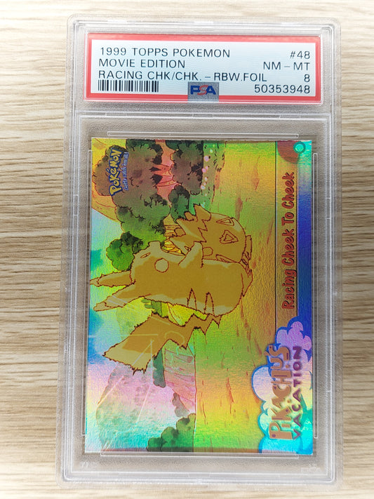 1999 Pokemon Topps Movie Edition Racing Cheek To Cheek RBW Foil PSA 8