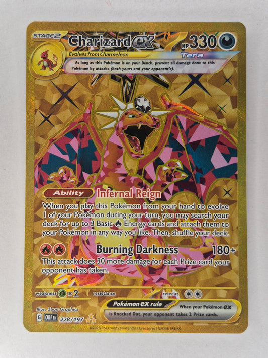 2023 Pokemon Obsidian Flames 228/197 Charizard EX Gold Secret Rare LP