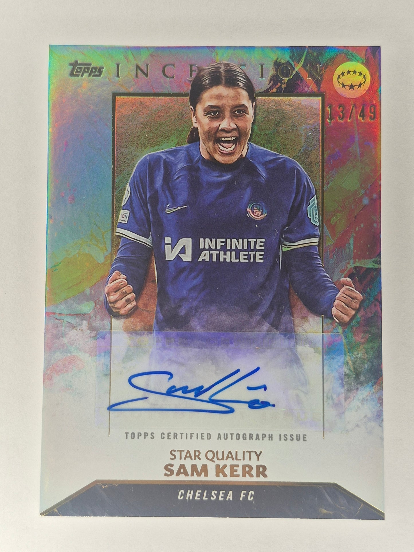 2023 Sam Kerr Auto Topps 13/49 Champions League Inception Chelsea Signed Card NM