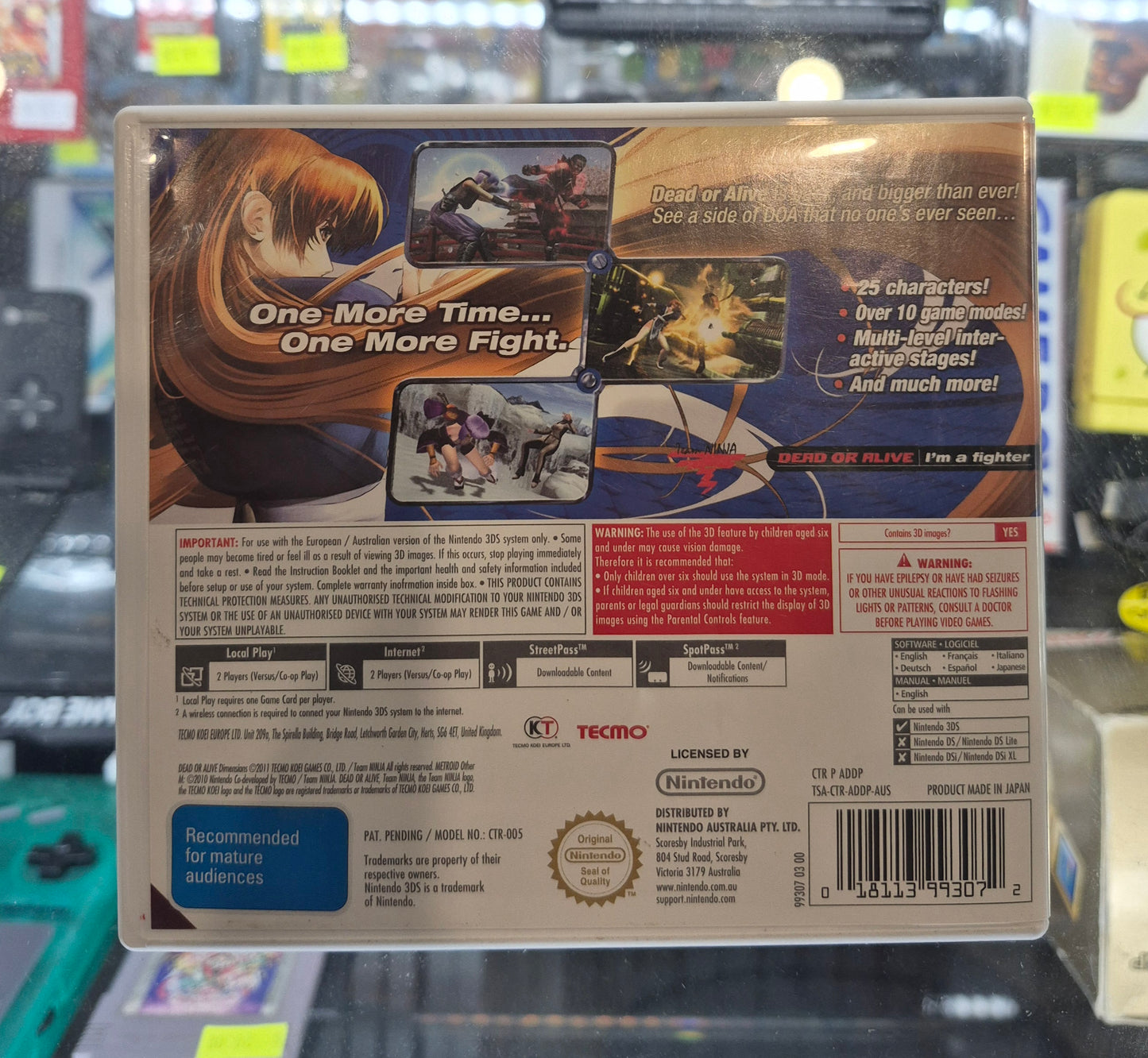 Nintendo 3DS 2DS Dead Or Alive Dimensions Video Game AU Release Used VGC Tested