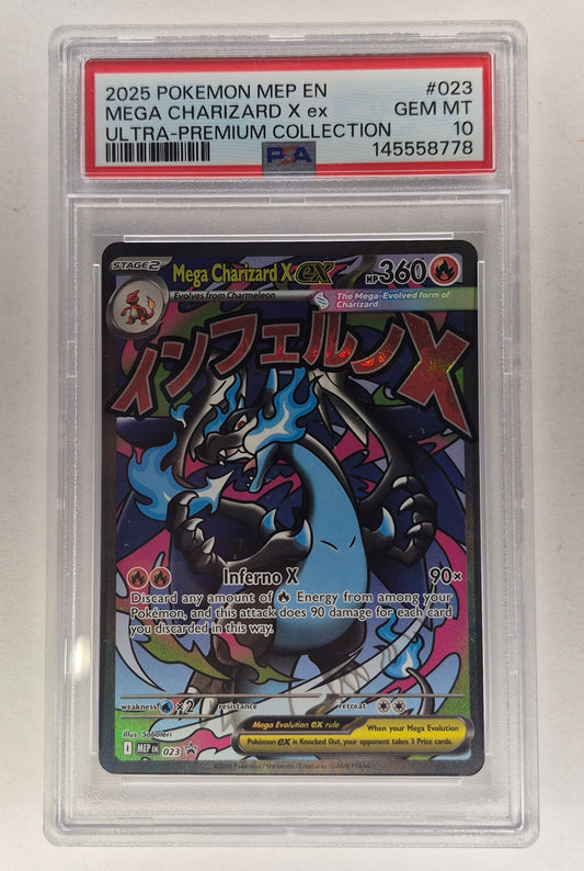 2025 POKEMON MEP EN-ME BLACK STAR PROMO #023 MEGA CHARIZARD X EX PSA 10
