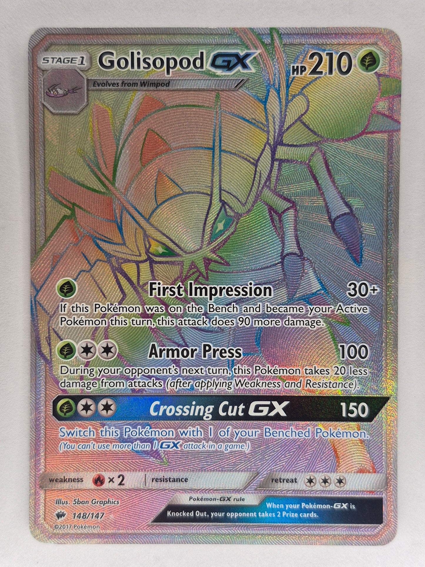 Golisopod GX 148/147 Sun & Moon Burning Shadows Secret Rare MP