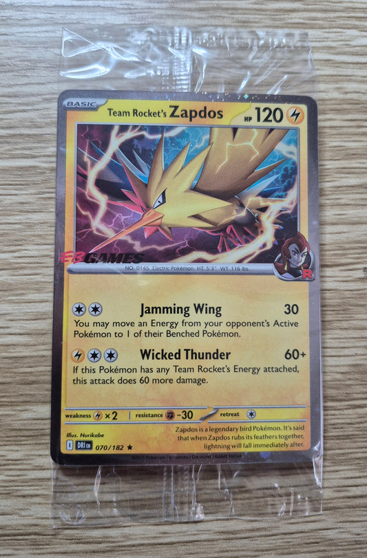 TEAM ROCKET'S ZAPDOS DESTINED RIVAL EB GAMES EXCLUSIVE PROMO 070/182 Sealed