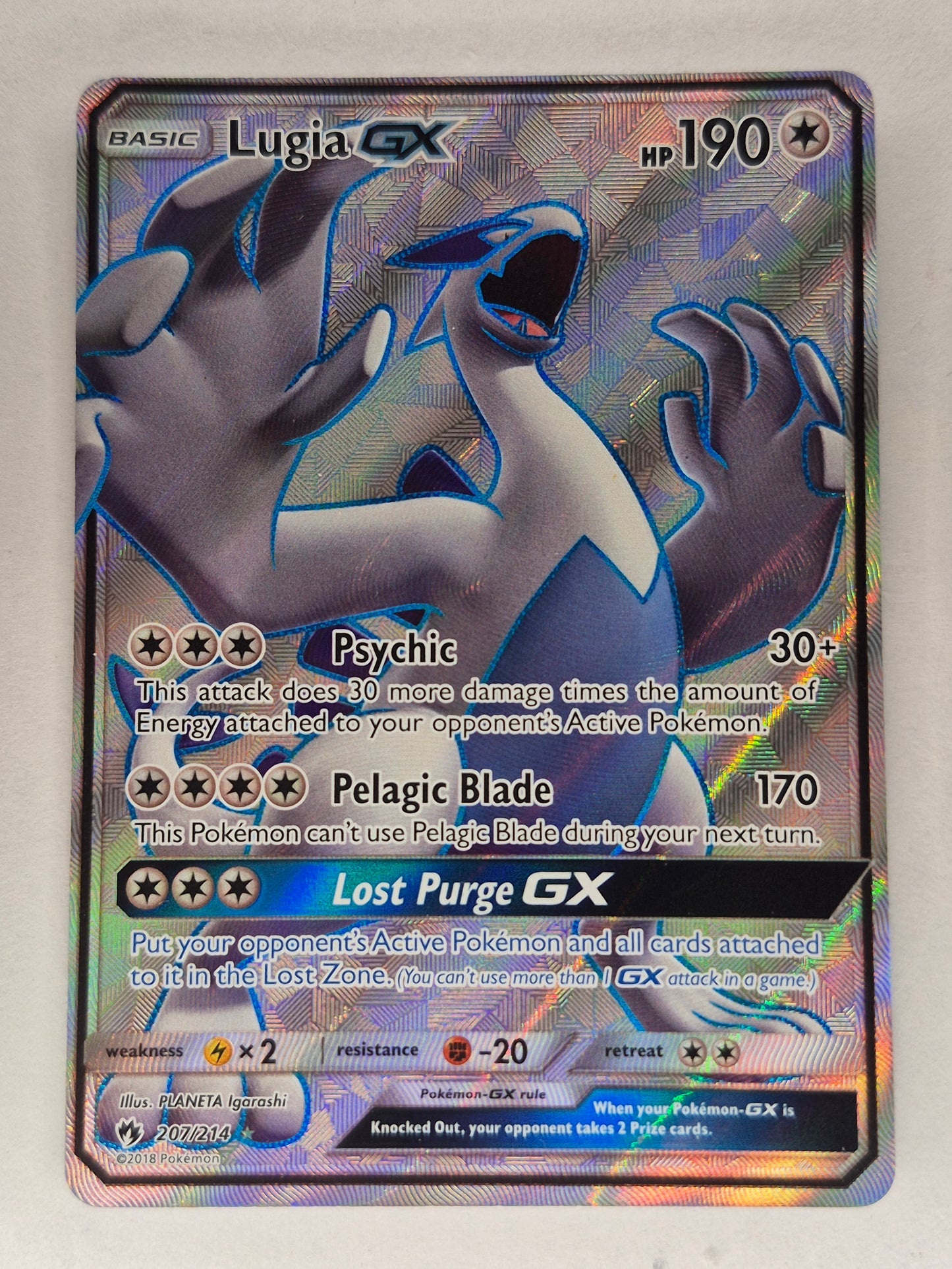 POKEMON TCG - LUGIA GX 207/214 POKEMON  LOST THUNDER FULL ART LP