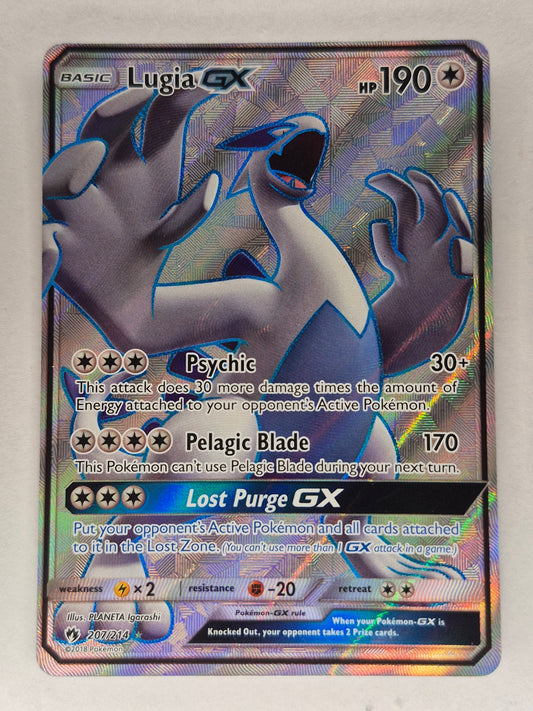 POKEMON TCG - LUGIA GX 207/214 POKEMON  LOST THUNDER FULL ART LP