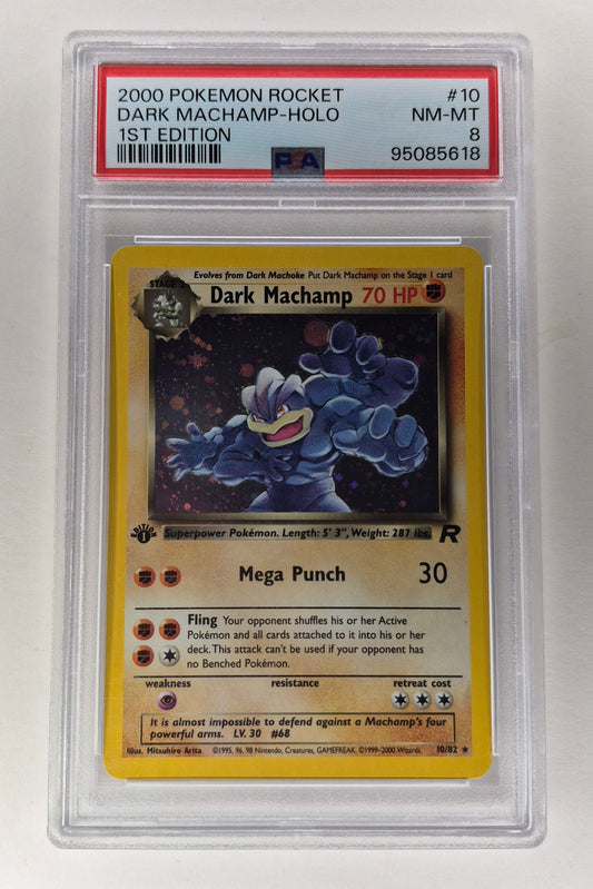 2000 Pokémon Rocket 10/82 Dark Machamp 1st Edition Holo PSA 8