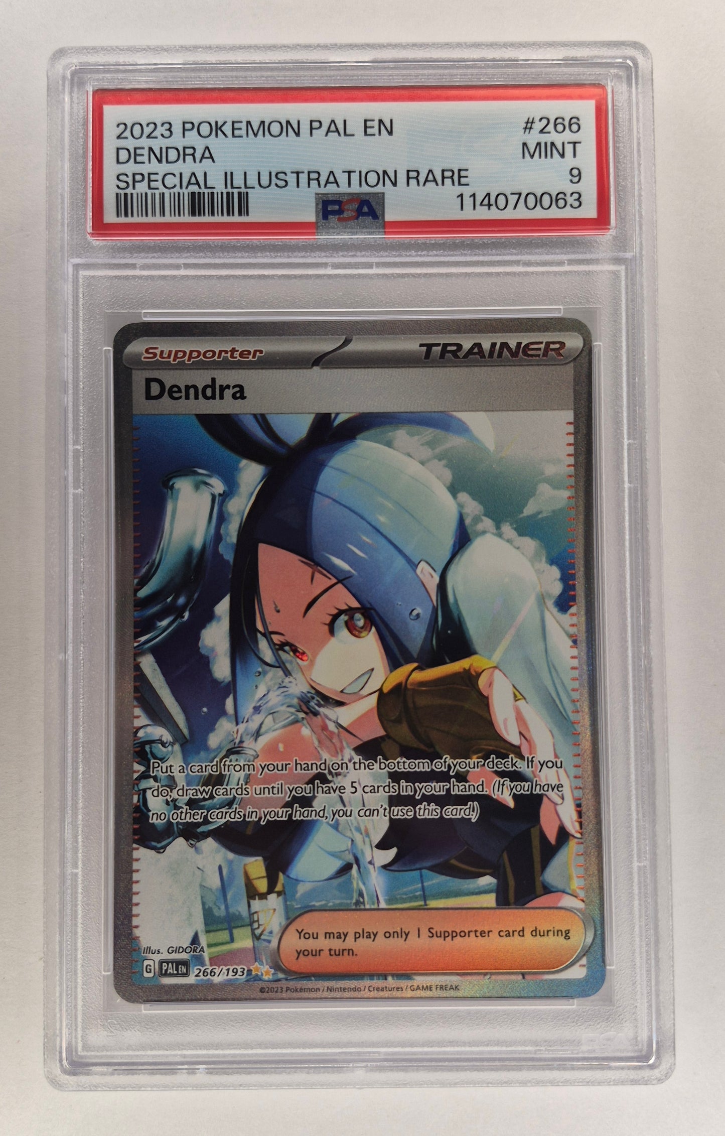 PSA 9 Dendra - Paldea Evolved Special Illustration Rare SIR 266/193