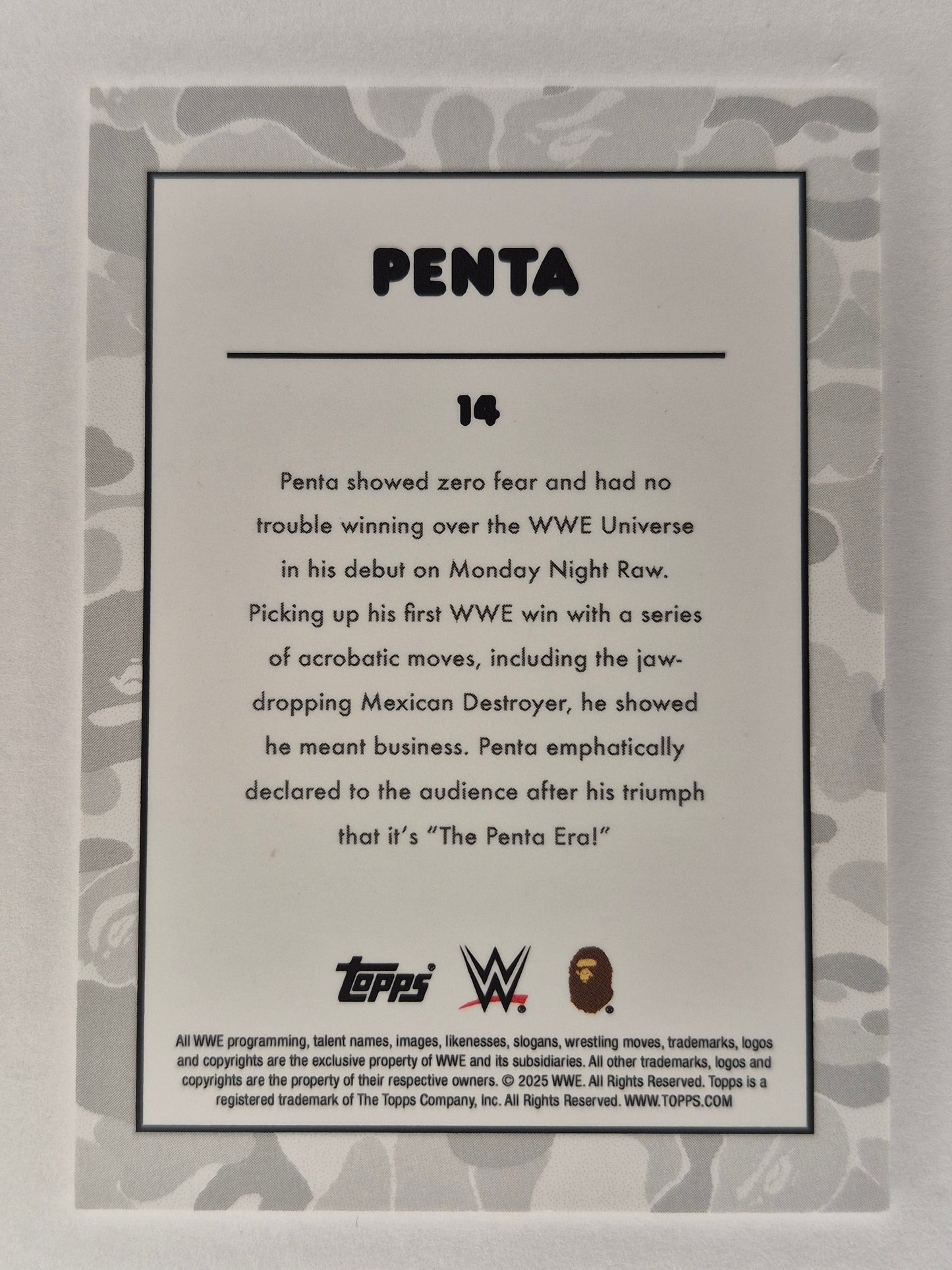 2025 Topps WWE X BAPE #14 PENTA White Camo  NM