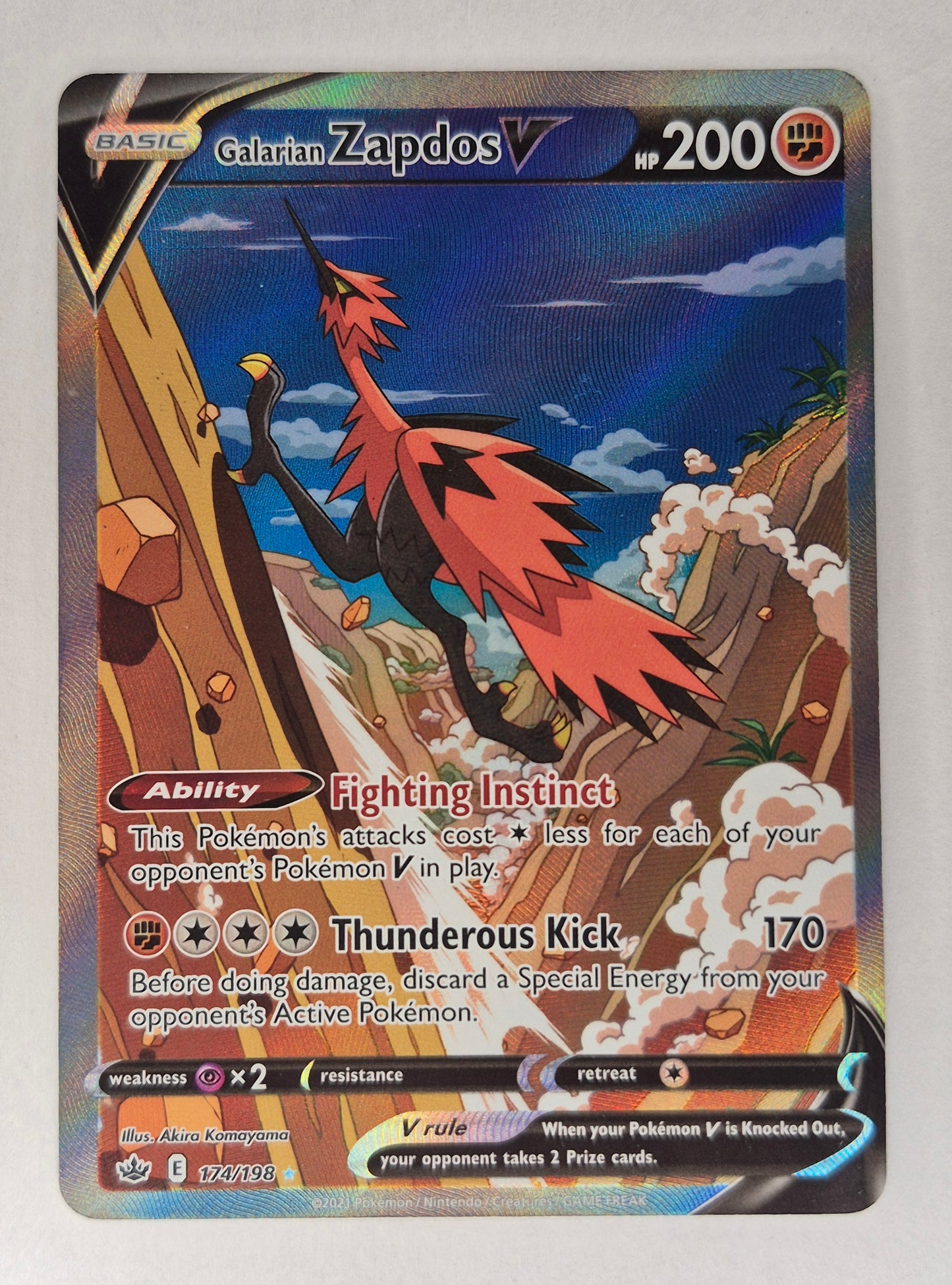 Pokemon Galarian Zapdos V - 174/198 - Chilling Reign - MP