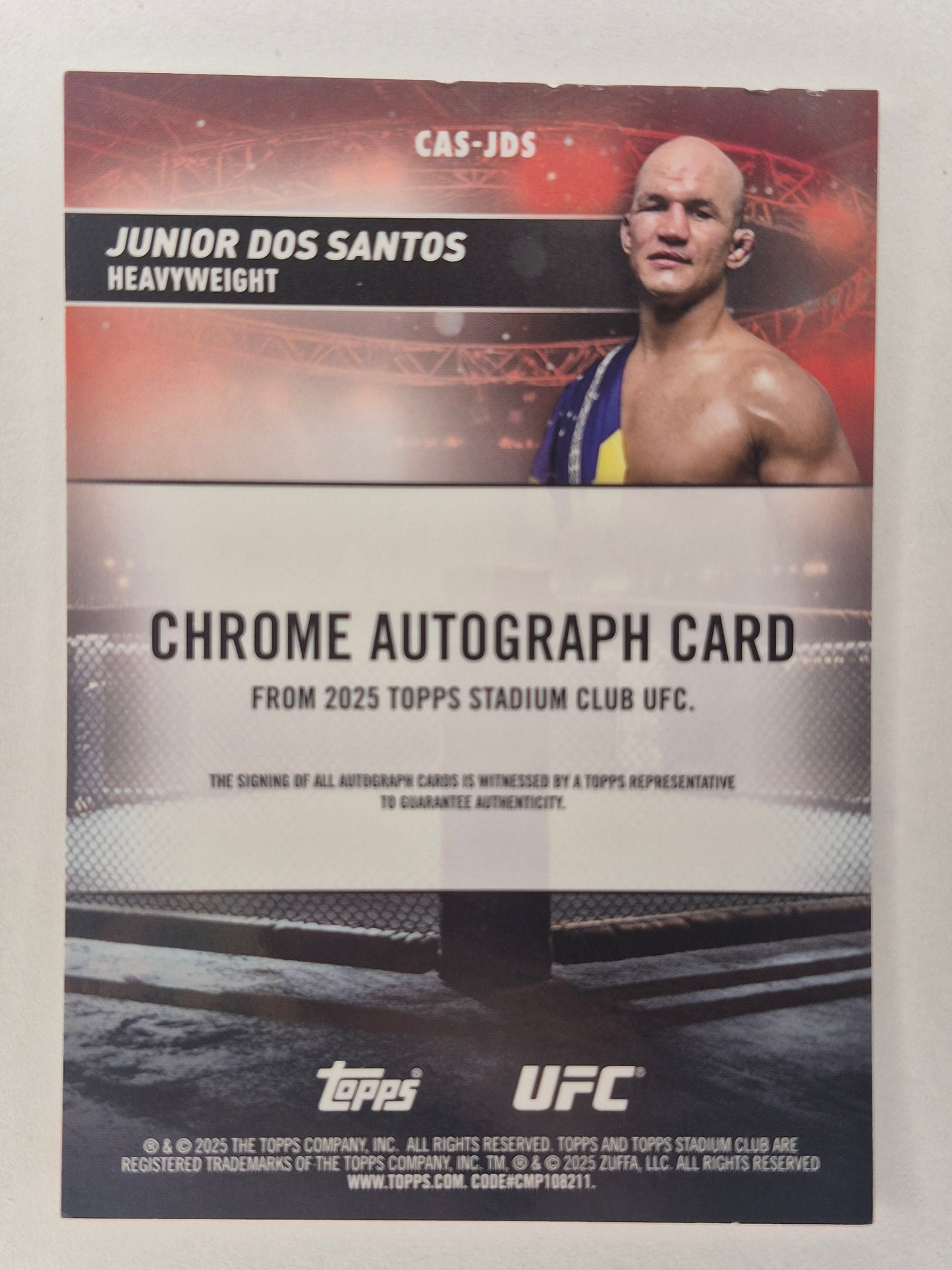 2025 Topps Stadium Club UFC Junior Dos Santos #CAS-JDS Red Refractor Auto 33/50!