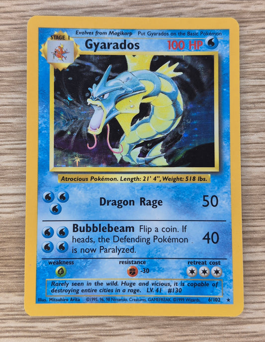 1999 Pokémon Base Set 6/102 Gyarados Holo MP