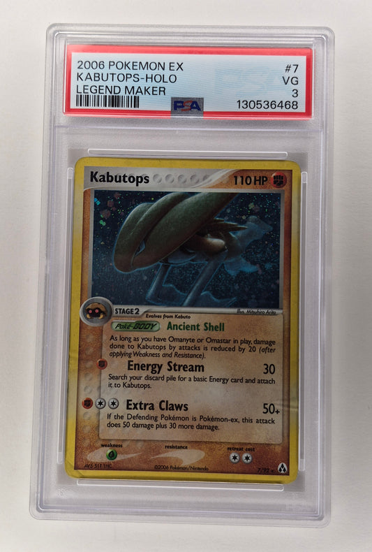 2006 Pokémon EX 7/92 Kabutops Holo Legend Maker PSA 3 VG