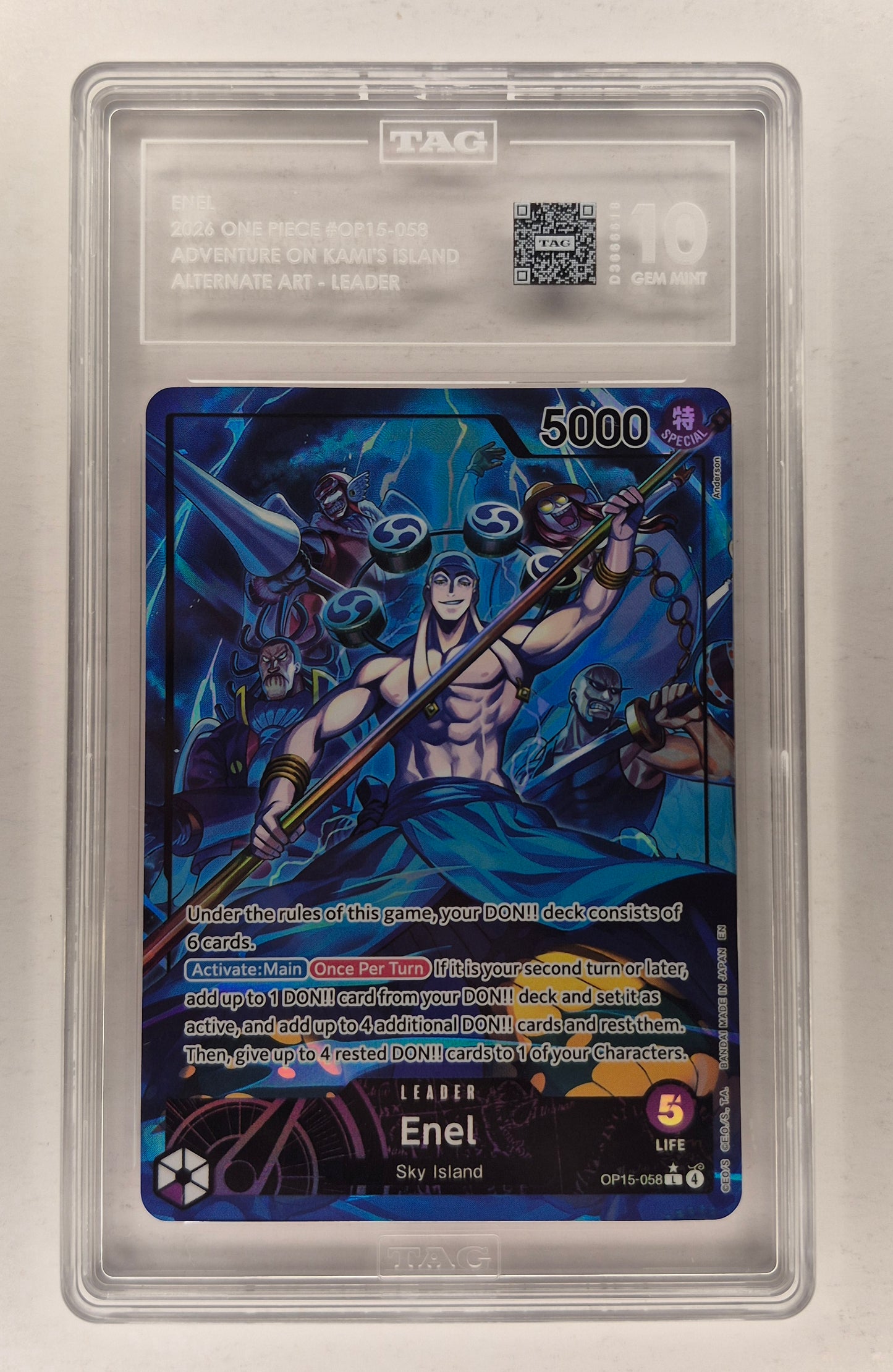 2026 One-Piece Enel Leader Alt Art OP15-058 Adventure on Kami's Island TAG 10
