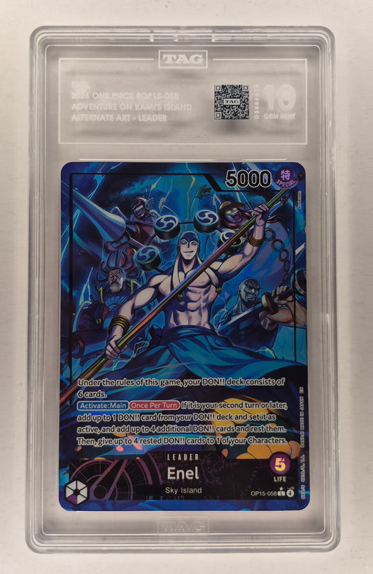 2026 One-Piece Enel Leader Alt Art OP15-058 Adventure on Kami's Island TAG 10