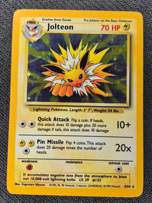 Pokemon 1999 Jolteon Jungle No Rarity Symbol Holo Rare 4/64 LP