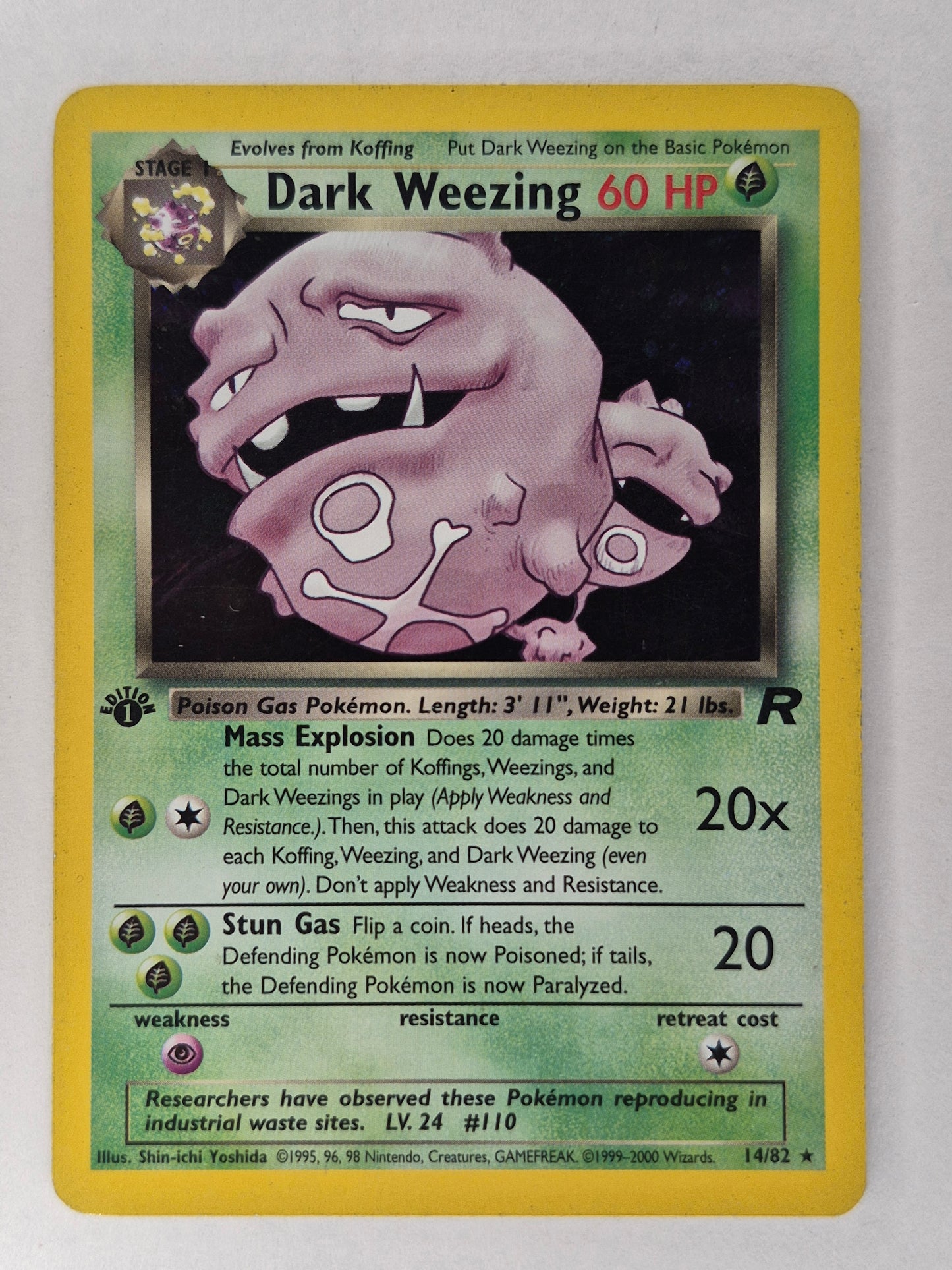 1999 Pokemon Dark Weezing Holo Team Rocket 1st edition 14/82 MP