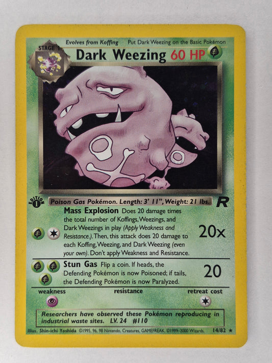 1999 Pokemon Dark Weezing Holo Team Rocket 1st edition 14/82 MP
