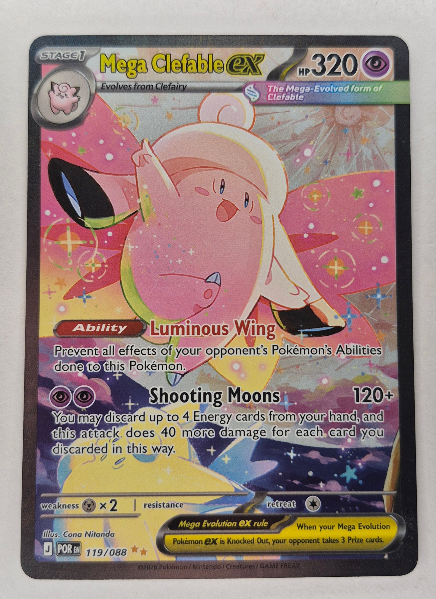 Pokemon MEGA CLEFABLE EX 119/088 - Perfect Order - SPECIAL ILLUSTRATION RARE NM