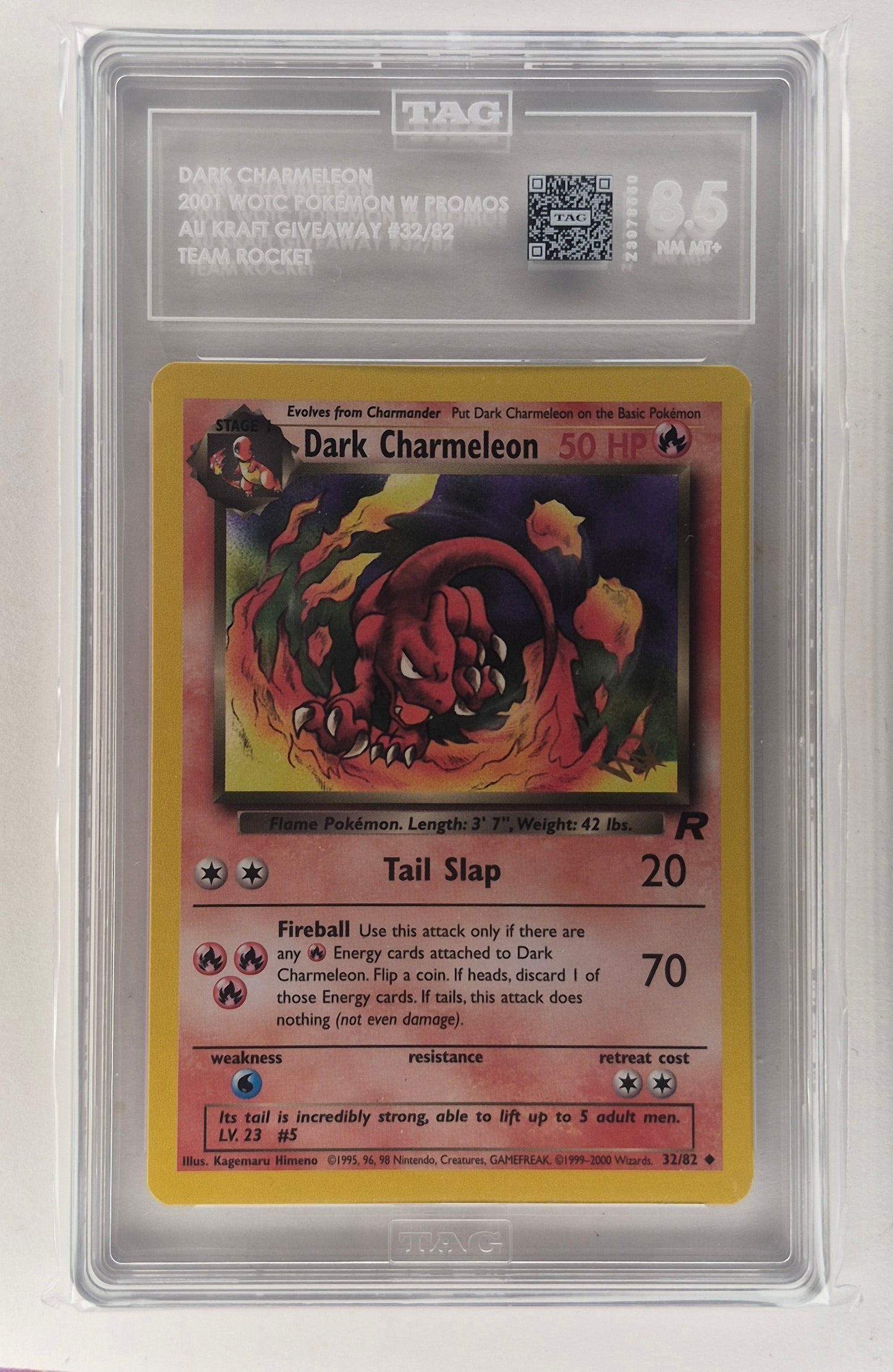 2001 Pokemon Dark Charmeleon Kraft Gold Stamp Promo 32/82 TAG 8.5 NM-MT+