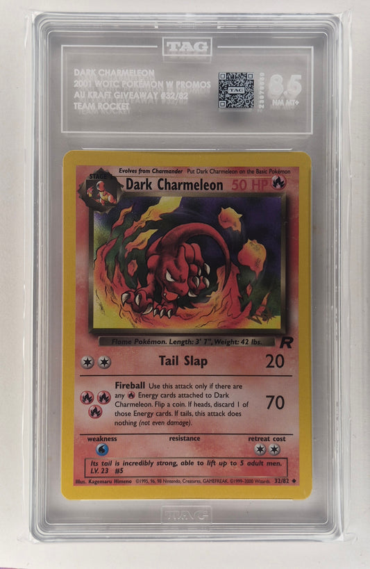 2001 Pokemon Dark Charmeleon Kraft Gold Stamp Promo 32/82 TAG 8.5 NM-MT+