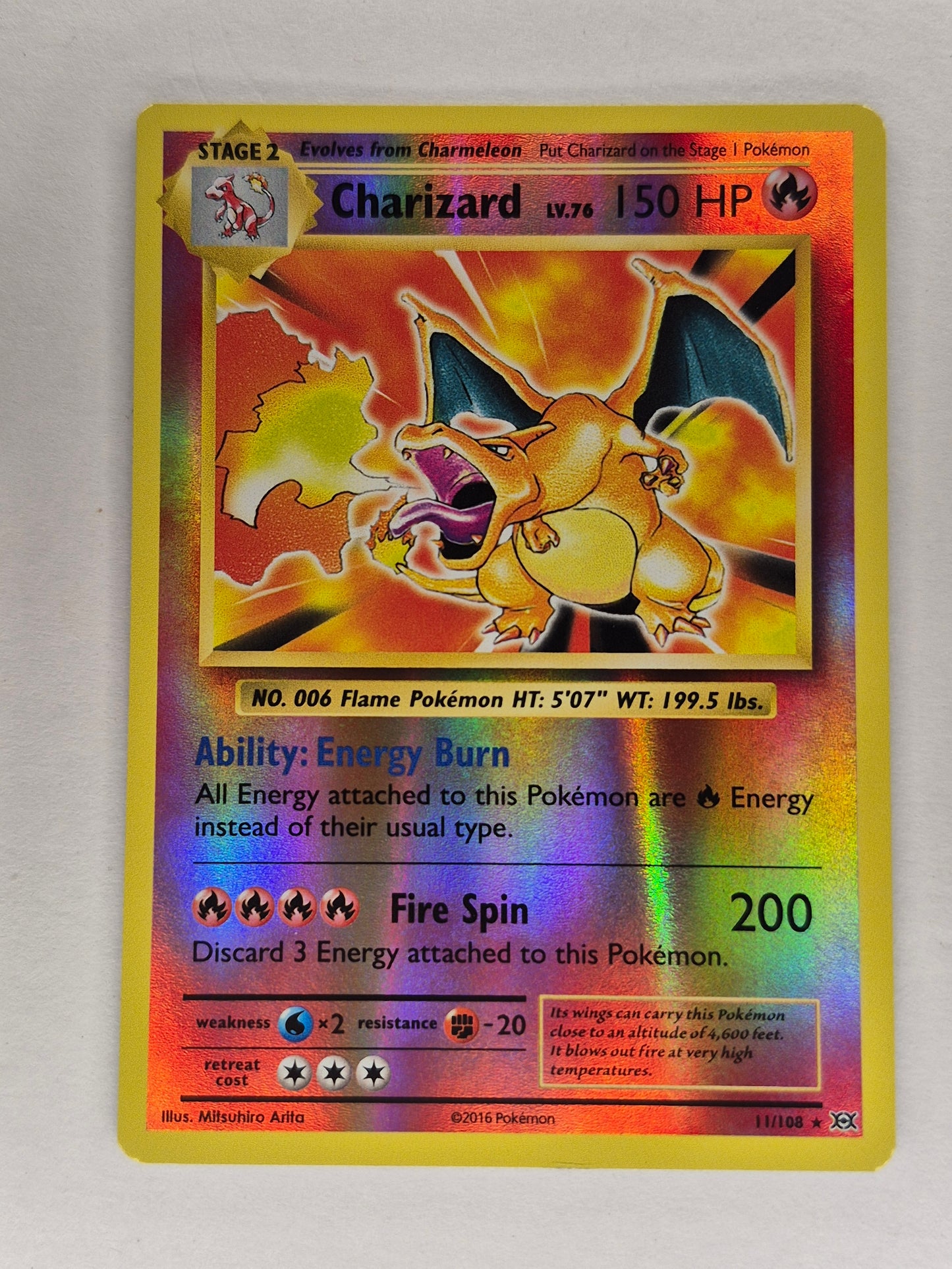 2016 Pokemon Evolutions 11/108 Charizard Reverse Holo NM