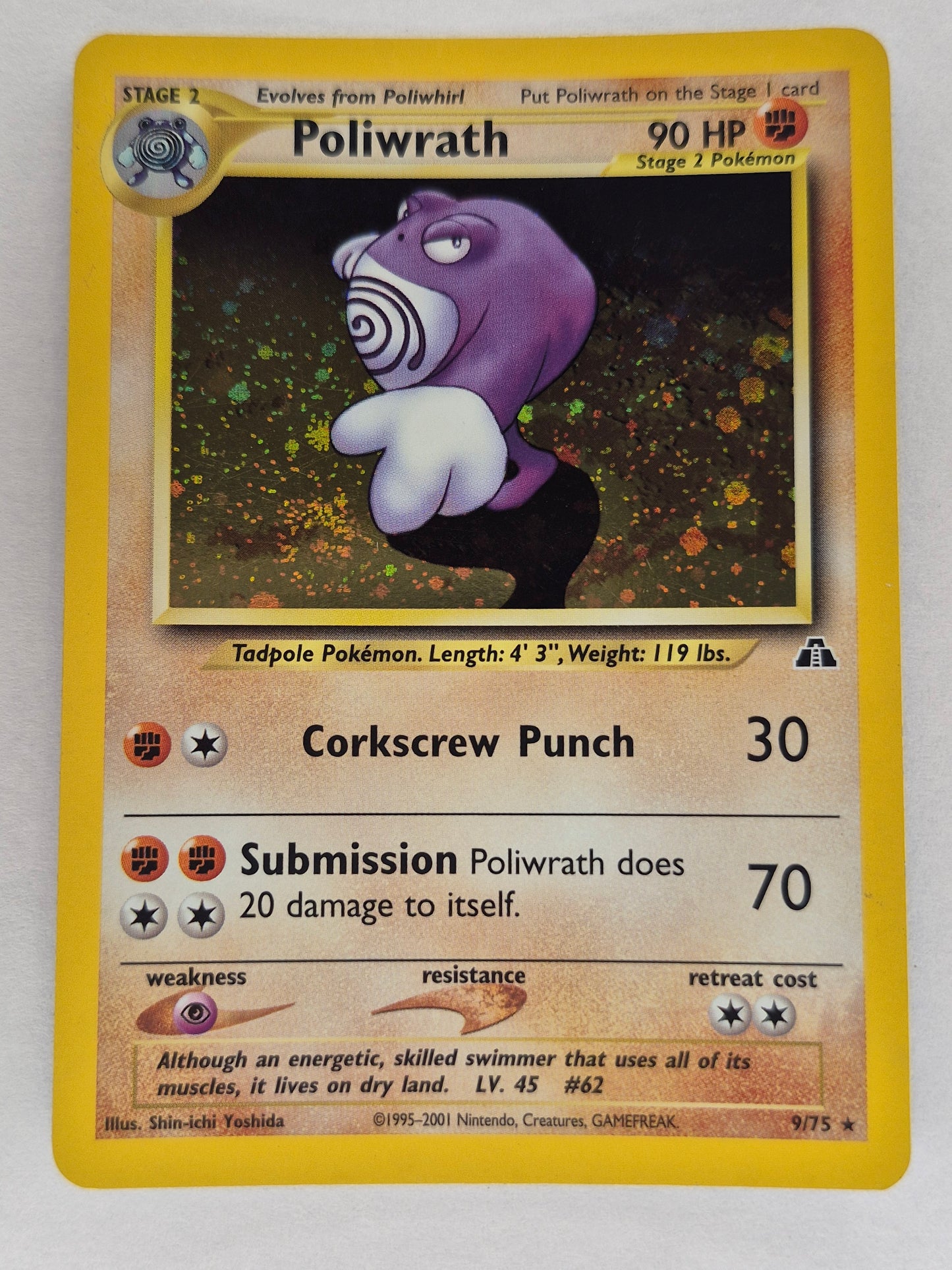 2001 Poliwrath 9/75 Neo Discovery Holo Pokemon LP