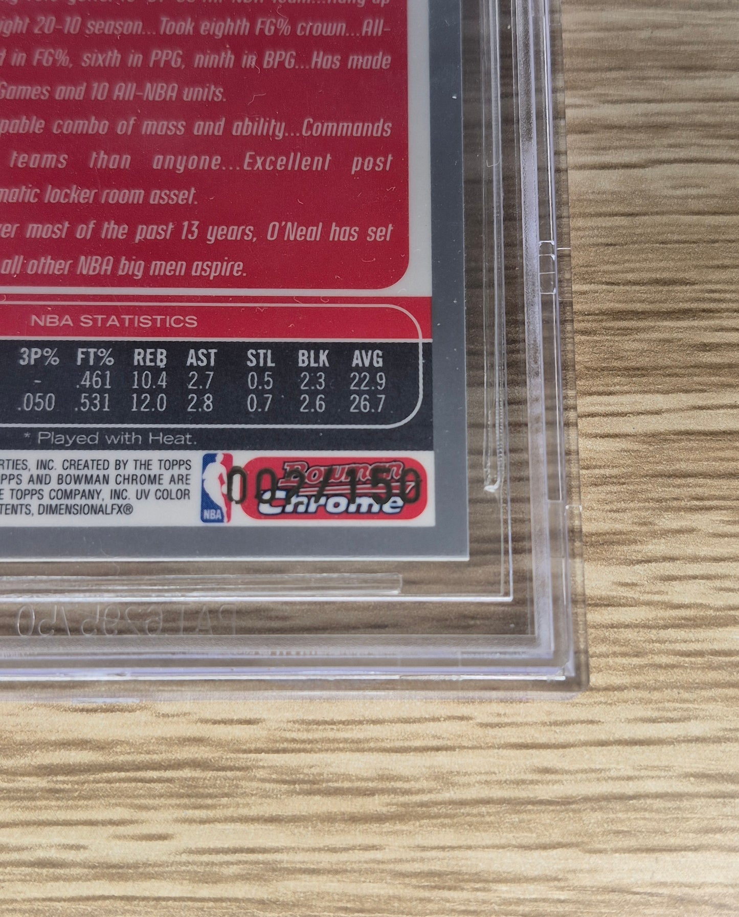 2005-06 Bowman Chrome X-Factor #50 Shaquille O’Neal  #’d 002/150  BGS 9 Mint