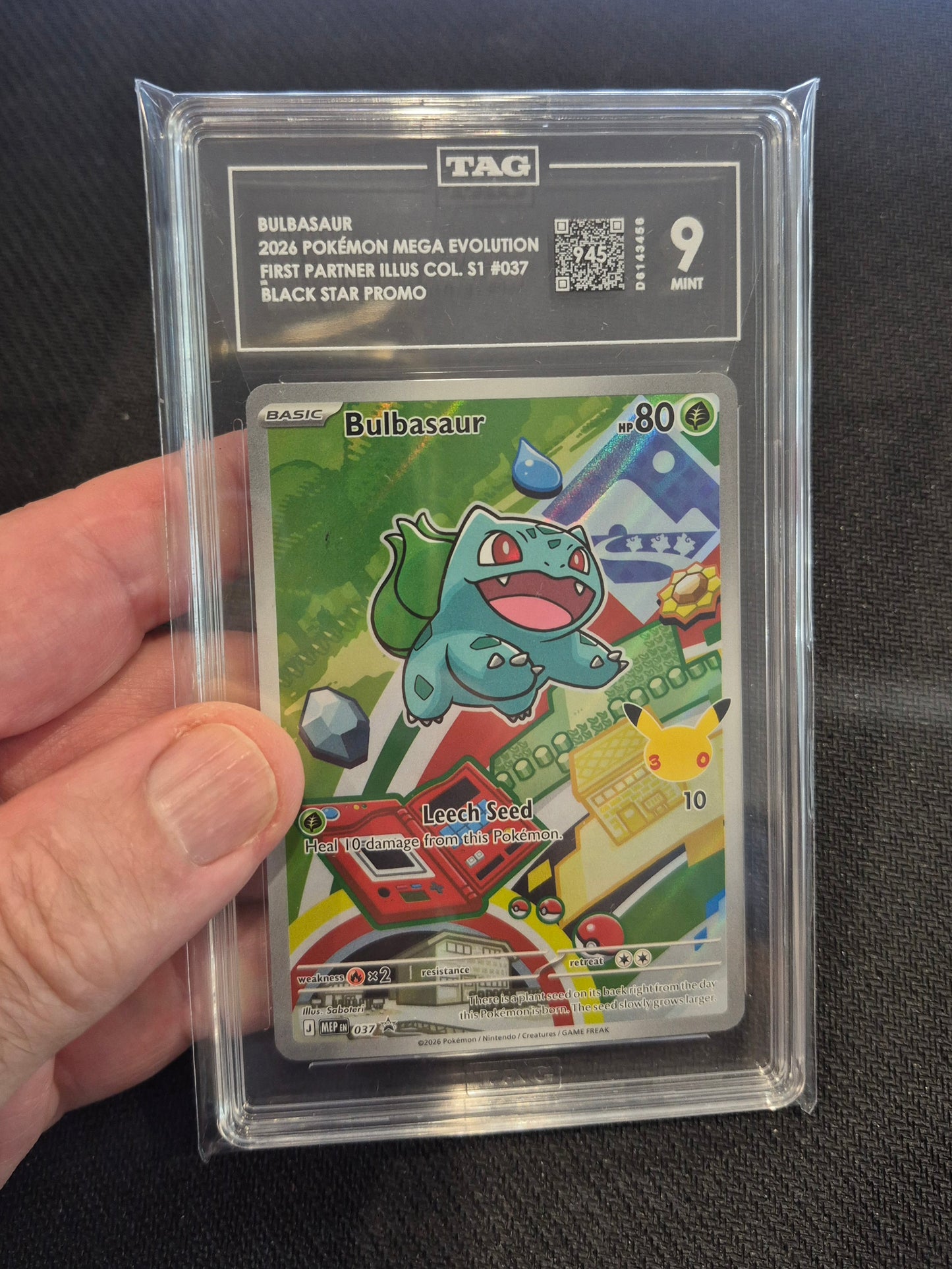 Pokemon 1st Partner Illustration Canto Set TAG 9 Bulbasaur,Charmander,Squirtle 037,038,039 Mint