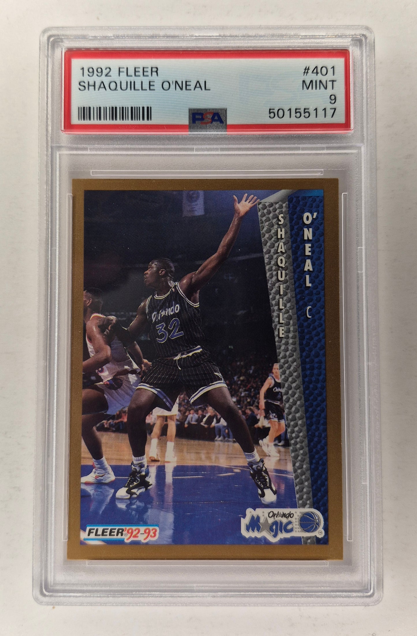 1992 FLEER 92-93 Shaquille O'neal #401 Orlando Magic PSA 9 Mint
