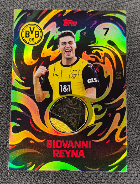 2024/25 Topps BVB Borussia Dortmund Team Set 2/5 Match Worn Giovanni Reyna Patch !