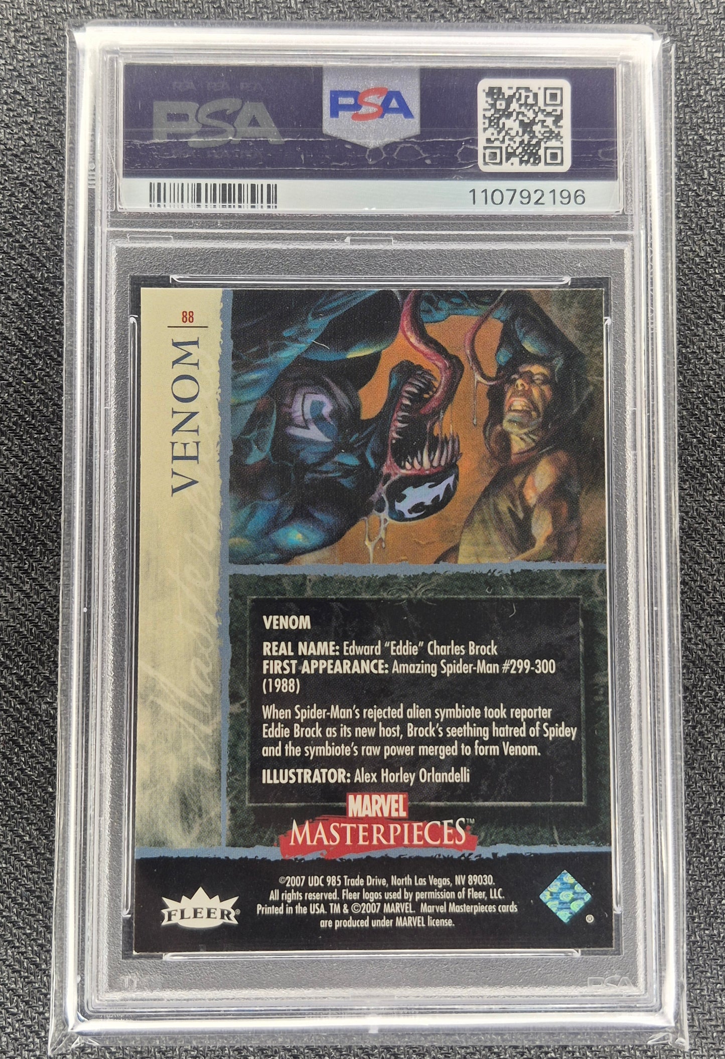 2007 Marvel Masterpieces #88 VENOM  Foil PSA 9 Mint