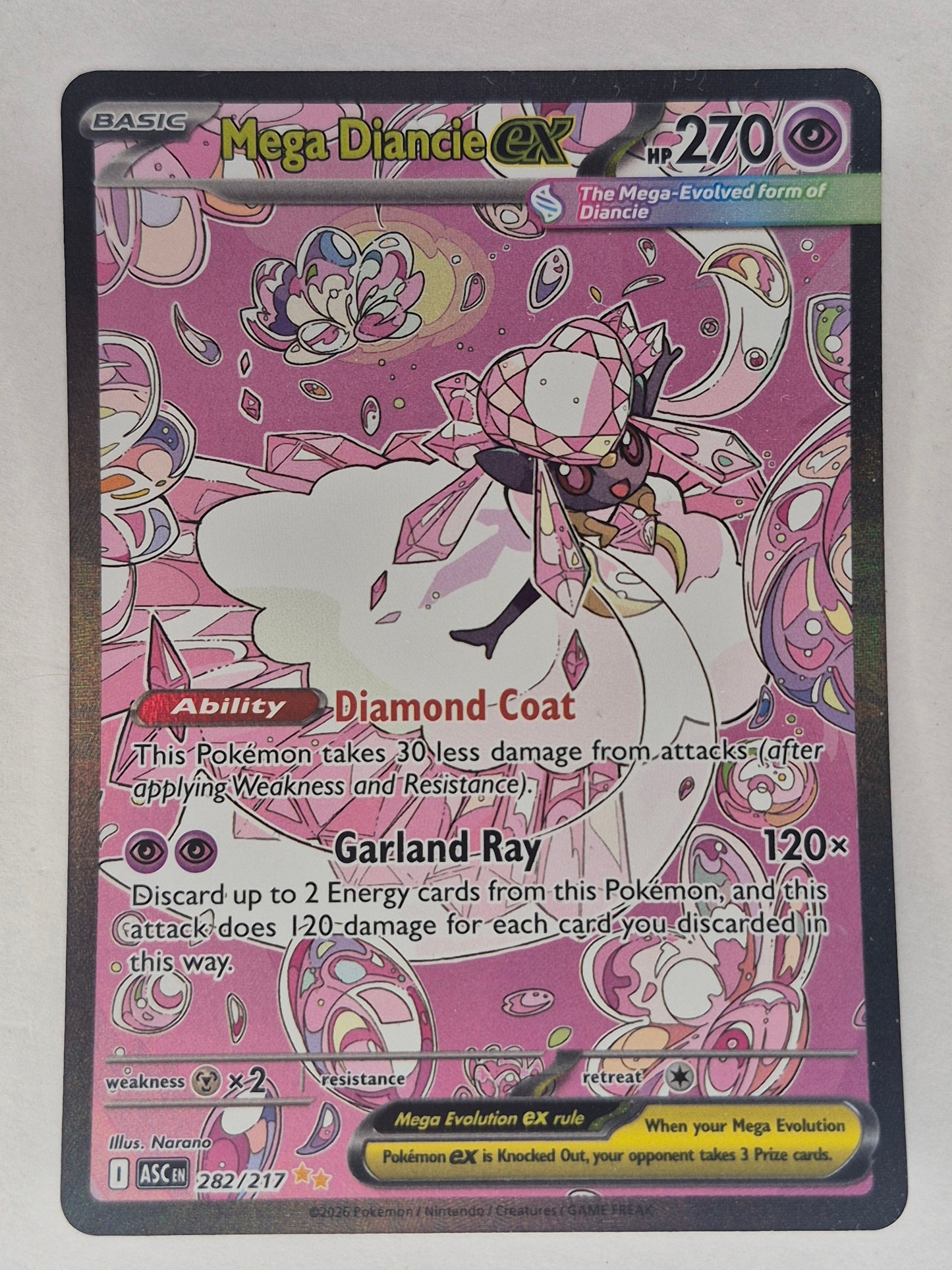 Pokemon TCG MEGA DIANCIE EX 282/217 Ascended Heroes Special Illustration Rare NM