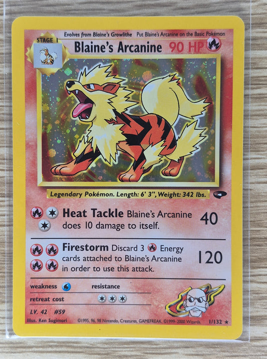 2000 Pokémon Gym Challenge 1/132 Blaine's Arcanine Holo LP