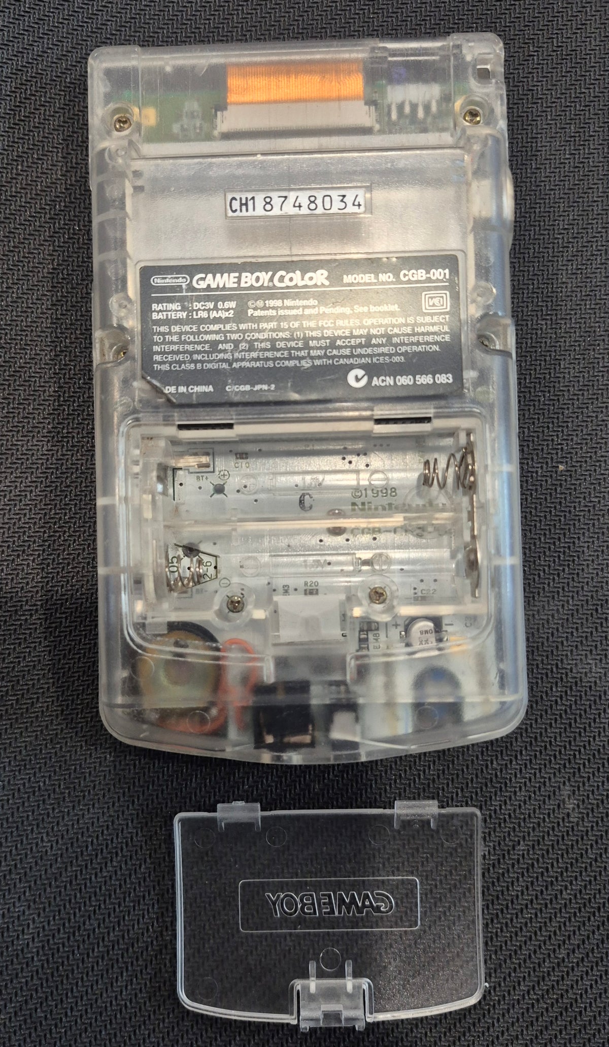 Nintendo Gameboy Color Console Original  See thru Clear Case Tested in Good Condition