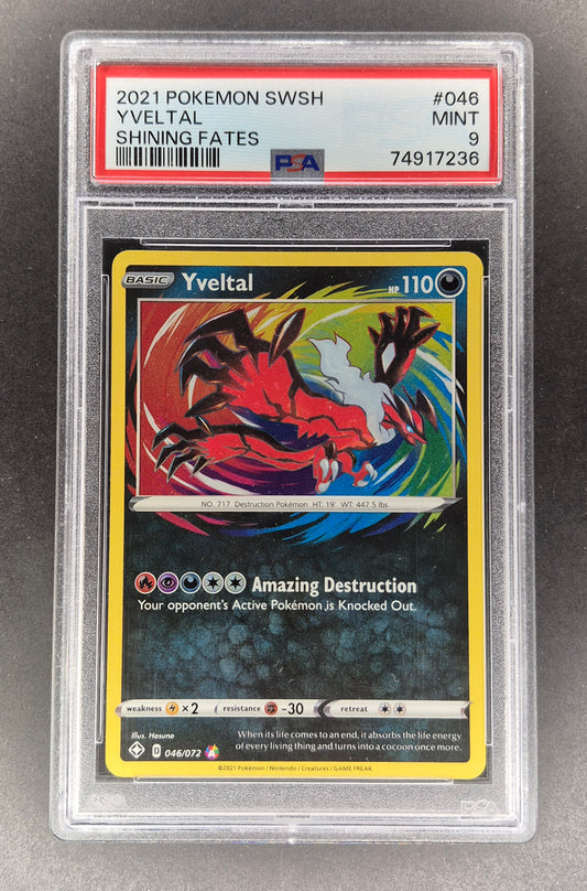 2021 Pokémon SWSH Shining Fates 046/072 Yveltal PSA 9