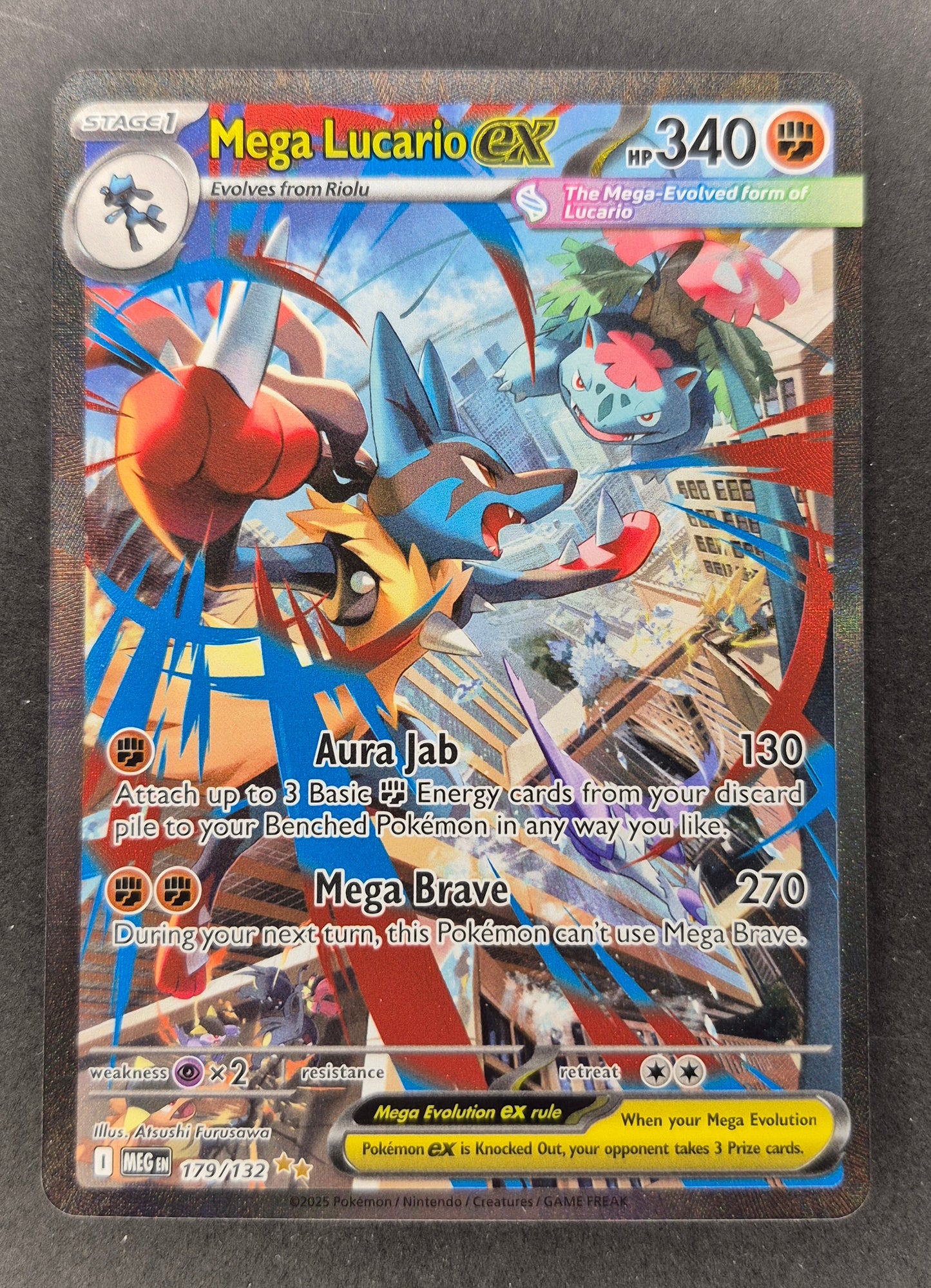 POKEMON MEGA EVOLUTION  MEGA LUCARIO EX 179/132  SPECIAL ILLUSTRATION RARE  SIR NM