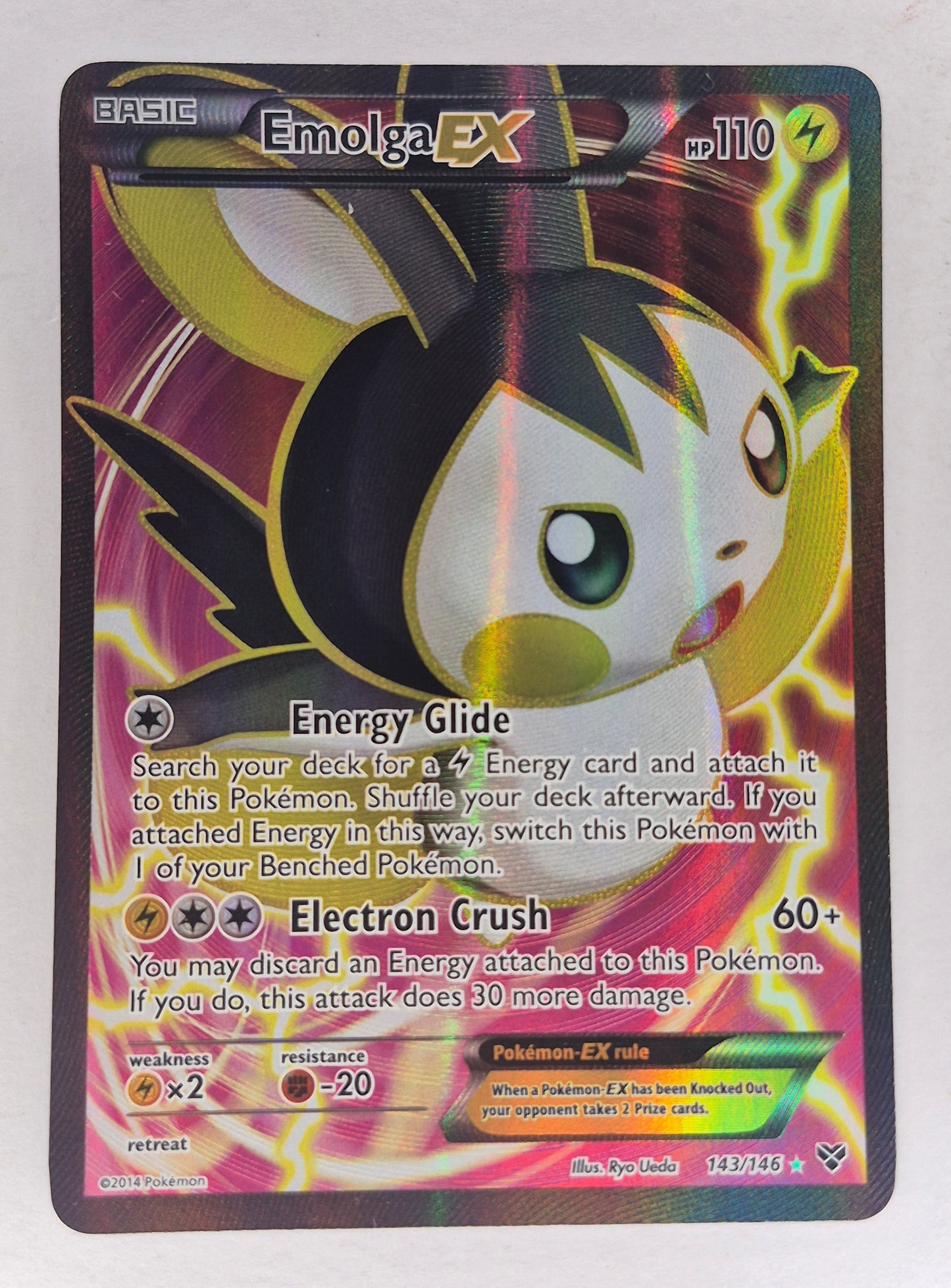 Emolga EX 143/146 XY Rare Ultra Pokemon MP(DMG)See Pics