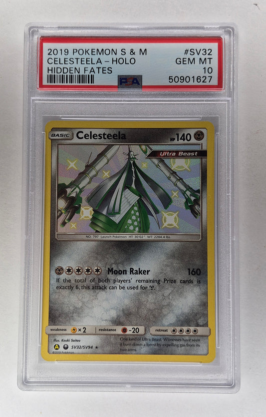 2019 Pokémon S&M Hidden Fates SV32/SV94 Celesteela Holo PSA 10