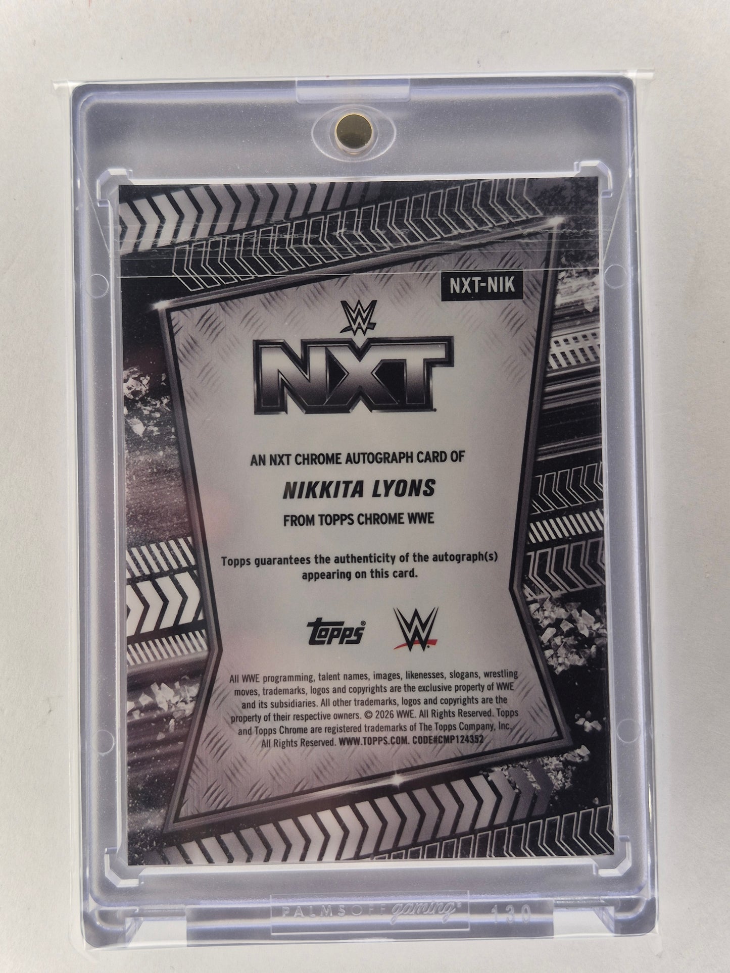 2026 WWE Topps Chrome Nikita Lyons On Card Auto NXT-NIK