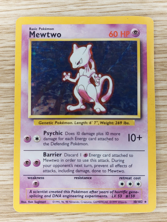 Pokemon 1999 Mewtwo Base Set Holo Rare 10/102 HP #3