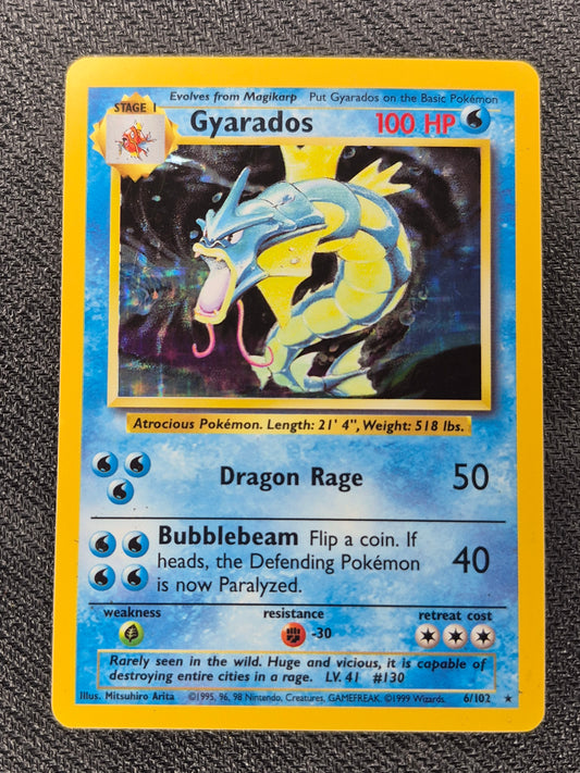 Pokemon 1999 Gyarados Base Set Holo Rare 6/102 LP