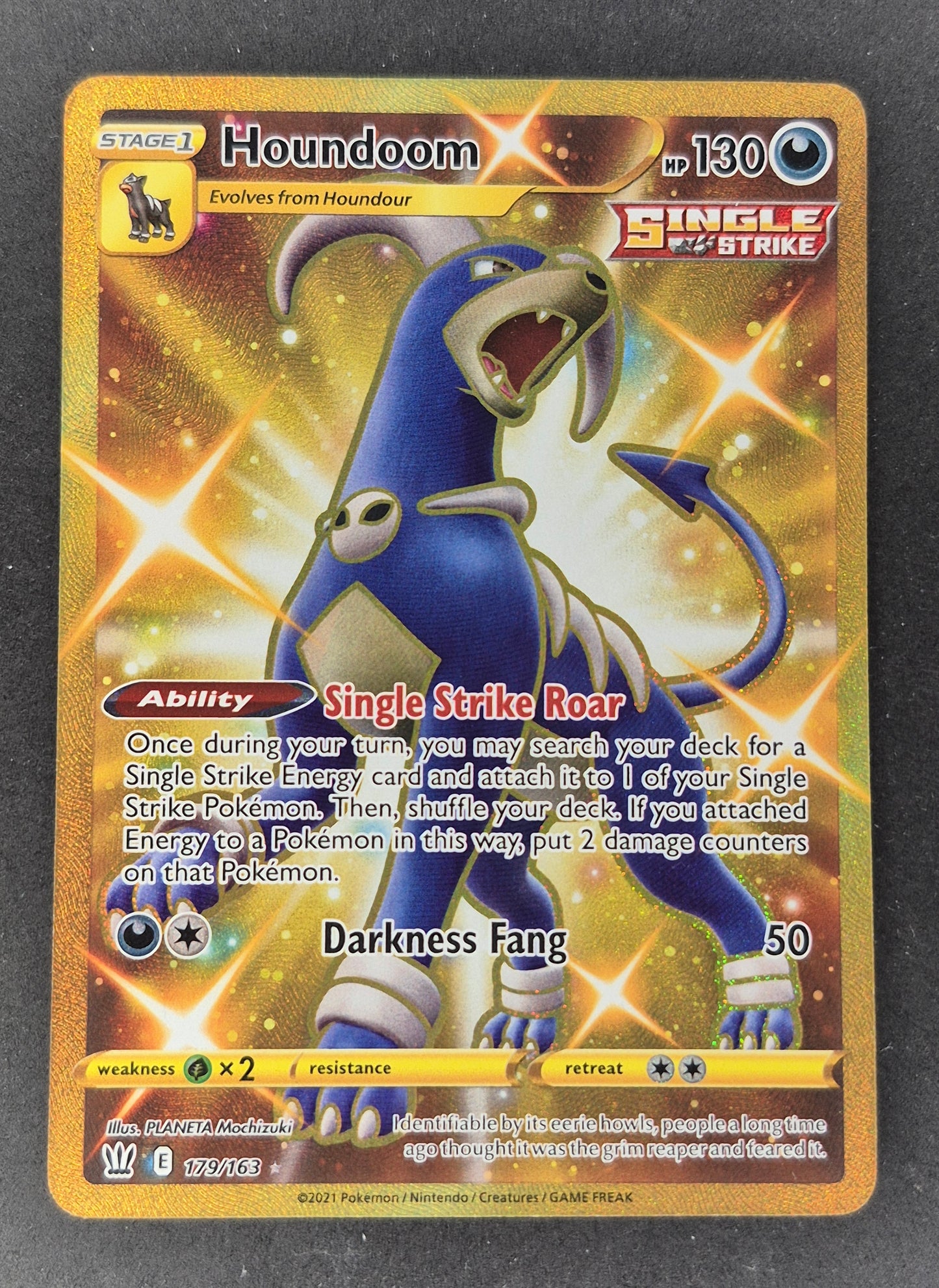 Houndoom 179/163 Battle Styles Gold Hyper Secret Rare Pokemon Card TCG