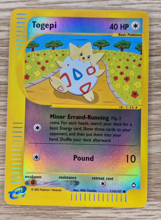 Togepi Aquapolis Reverse Holo Card 114/147-Pokemon 2002