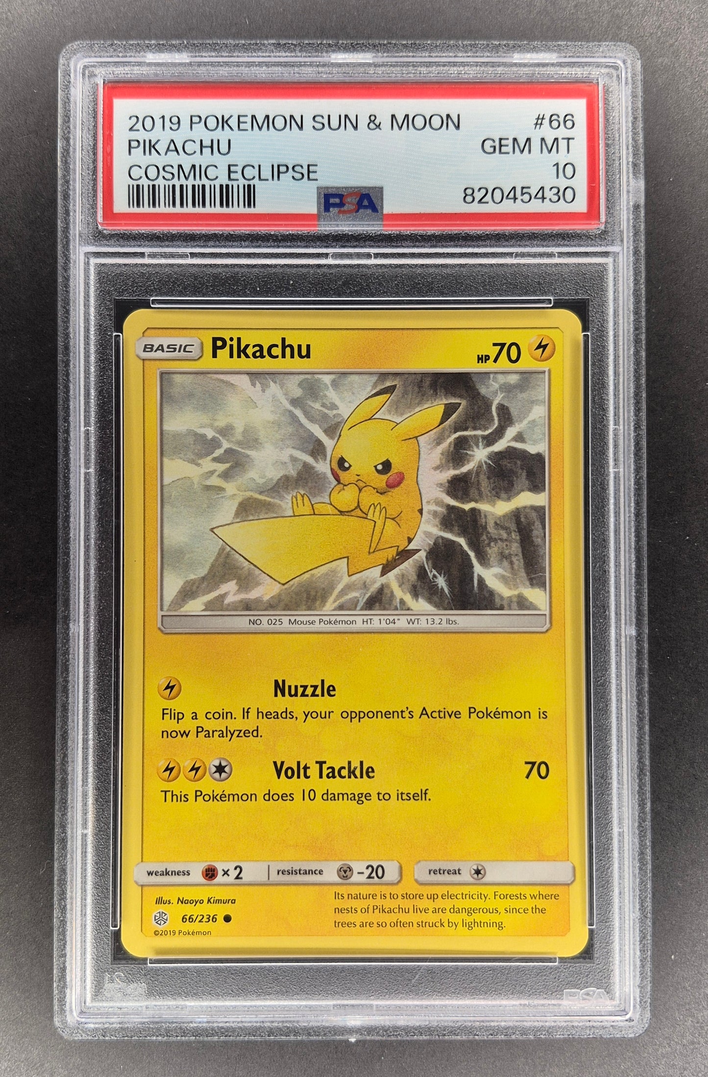 2019 Pokemon Sun & Moon Cosmic Eclipse Pikachu #66 PSA 10