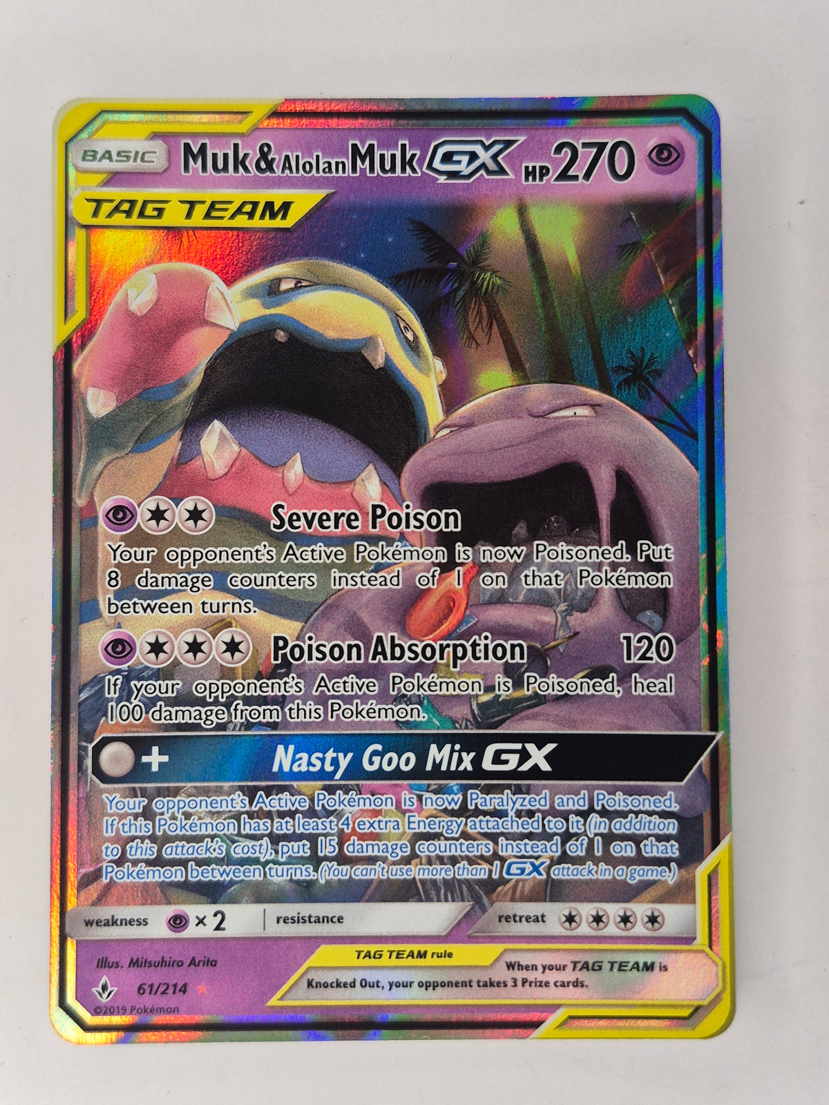 Muk & Alolan Muk GX - 61/214 - Ultra Rare - Unbroken Bonds - Pokemon Card - NM